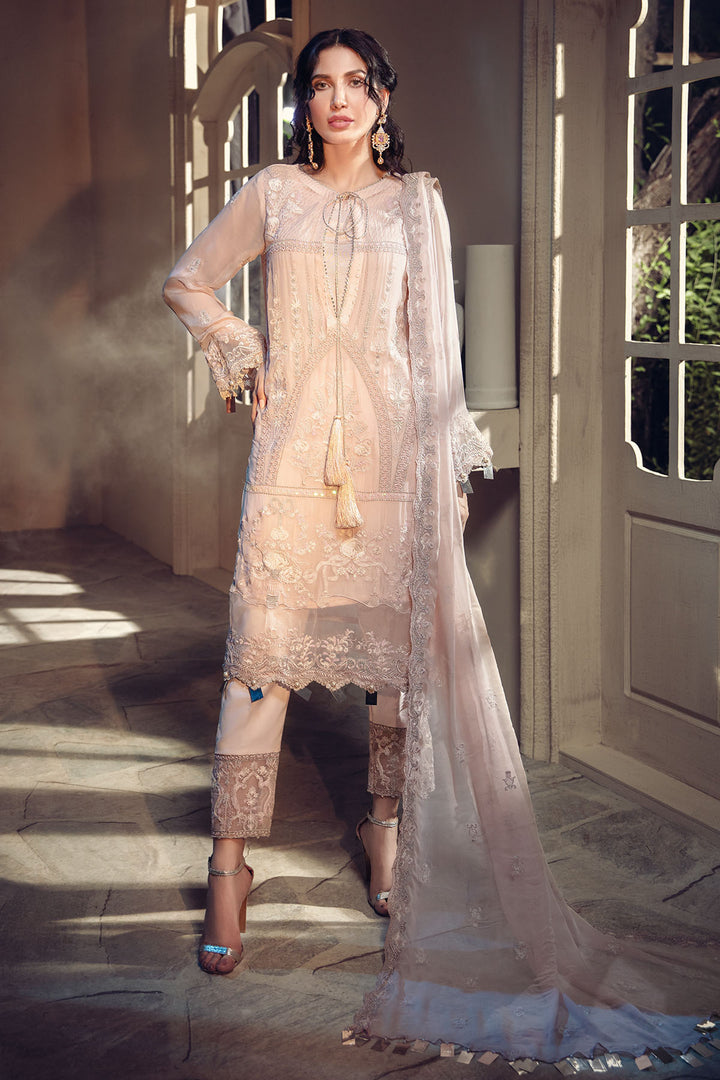 2642-PEONY-PINK EMBROIDERED BEMBERG CHIFFON UNSTITCHED