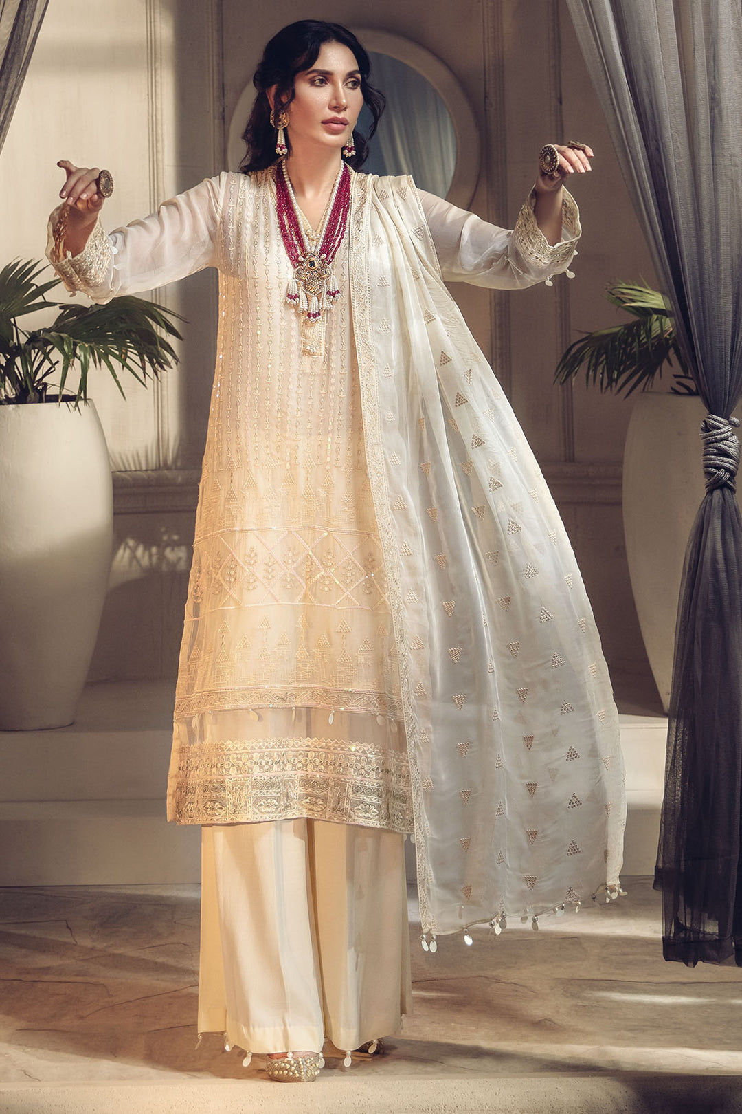 2643-SUGAR-CANE EMBROIDERED BEMBERG CHIFFON UNSTITCHED