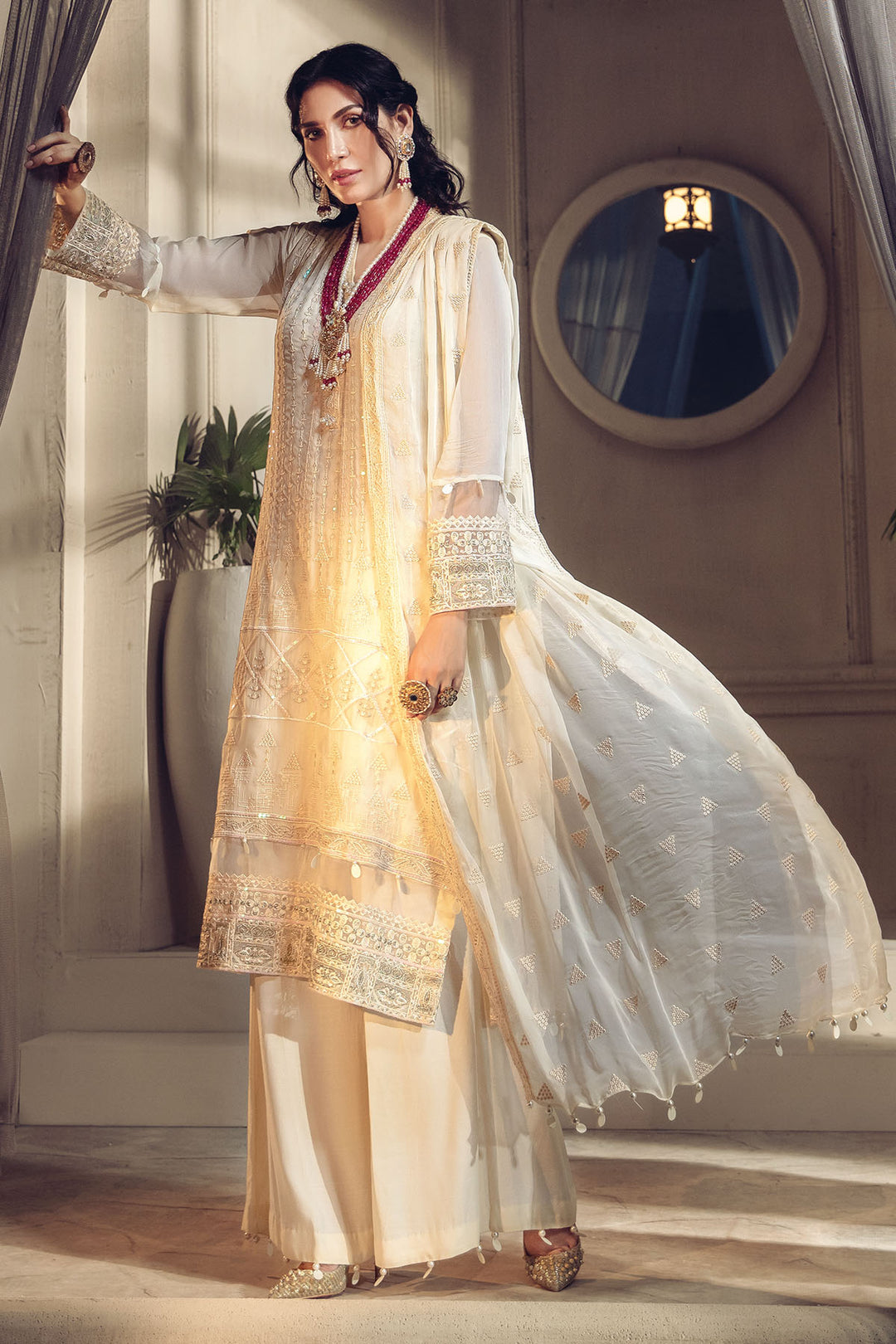 2643-SUGAR-CANE EMBROIDERED BEMBERG CHIFFON UNSTITCHED