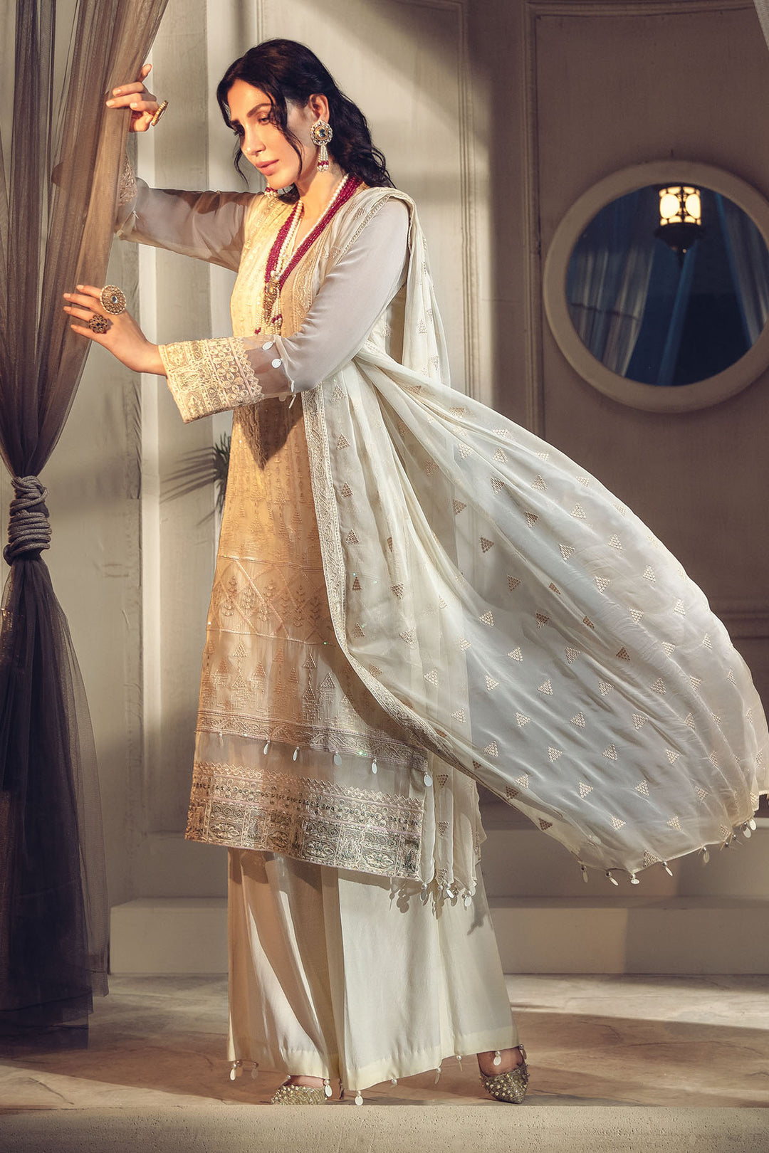 2643-SUGAR-CANE EMBROIDERED BEMBERG CHIFFON UNSTITCHED