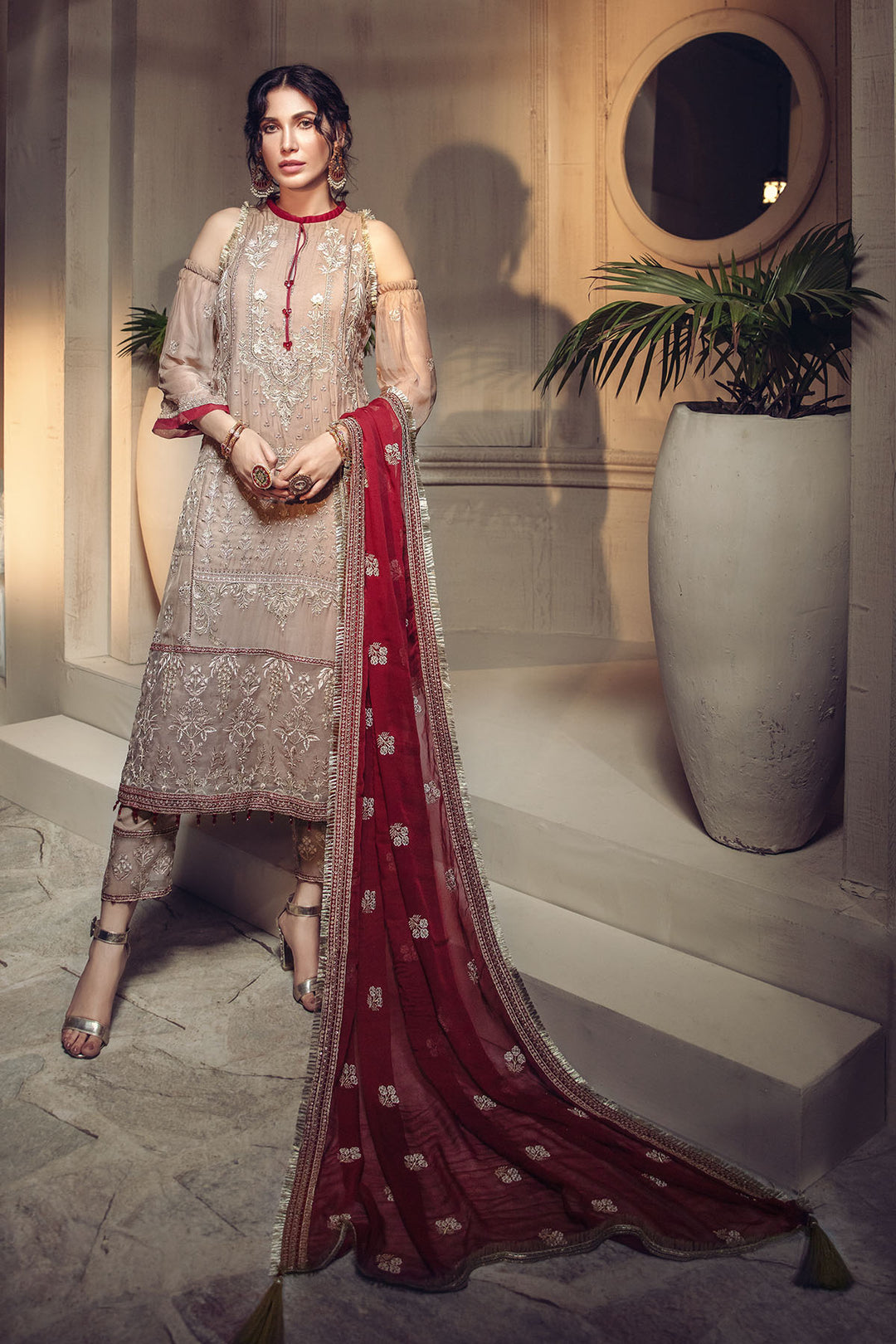 2644-CIDER EMBROIDERED BEMBERG CHIFFON UNSTITCHED