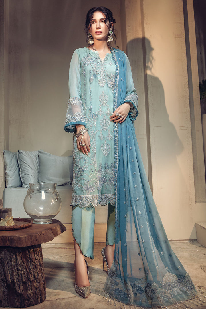2640-BLUE-ROMANCE EMBROIDERED BEMBERG CHIFFON UNSTITCHED
