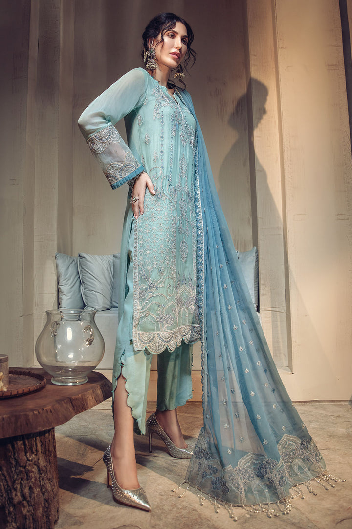 2640-BLUE-ROMANCE EMBROIDERED BEMBERG CHIFFON UNSTITCHED