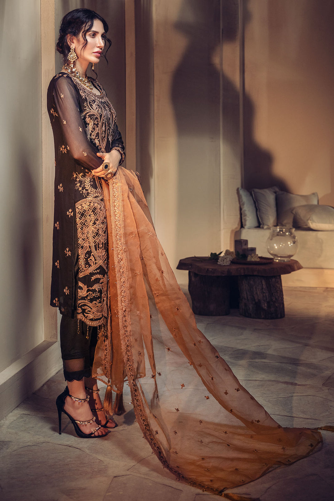 2645-JADE EMBROIDERED BEMBERG CHIFFON UNSTITCHED