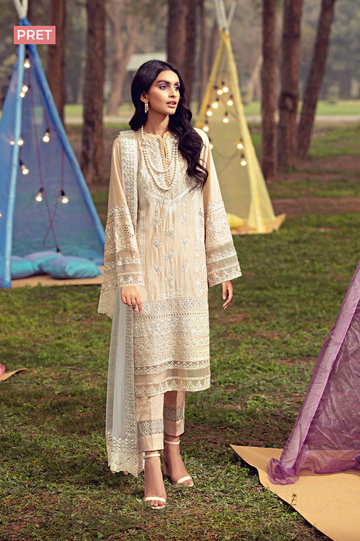 2795-SAND-STONE EMBROIDERED LAWN STITCHED