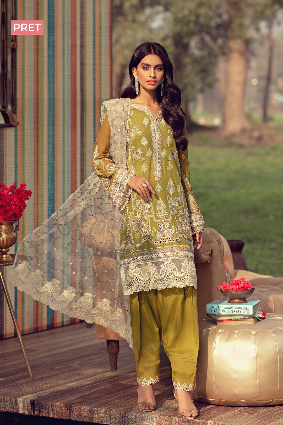 2805-GREEN-OLIVES EMBROIDERED LAWN STITCHED