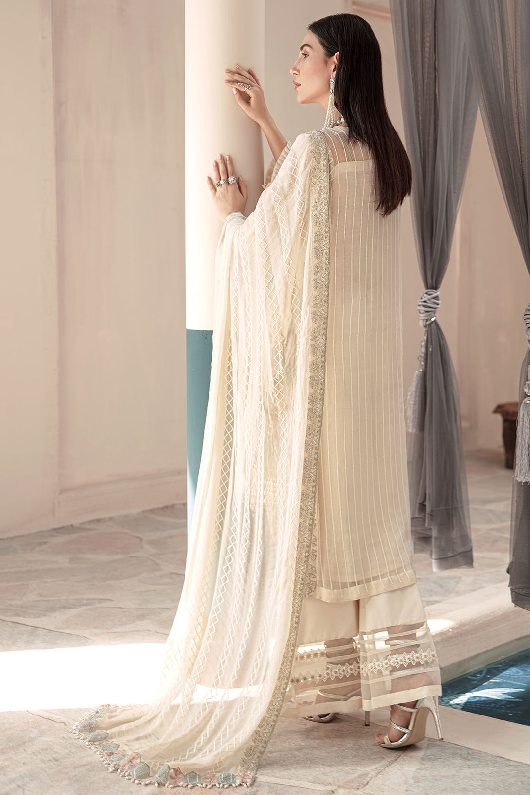 2576-MERINO EMBROIDERED BEMBERG CHIFFON UNSTITCHED