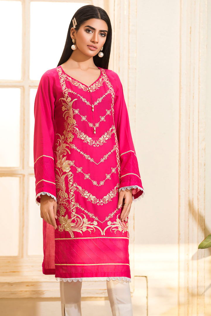 2470-HOT-PINK EMBROIDERED LAWN STITCHED