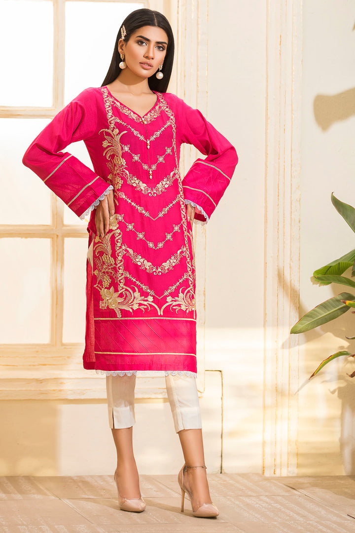 2470-HOT-PINK EMBROIDERED LAWN STITCHED