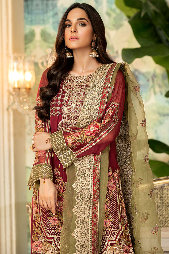 2334-OLD-ROSE EMBROIDERED BEMBERG CHIFFON UNSTITCHED