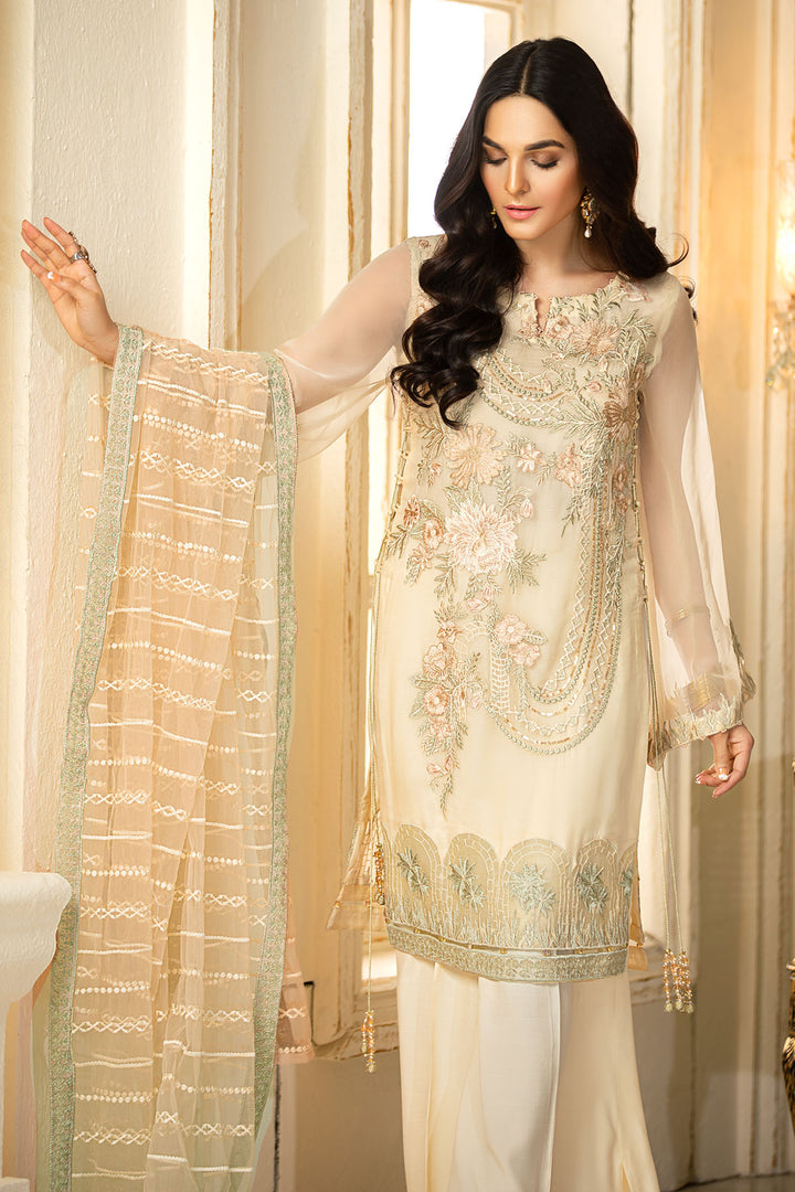 2327-SUGAR-CANE EMBROIDERED BEMBERG CHIFFON UNSTITCHED