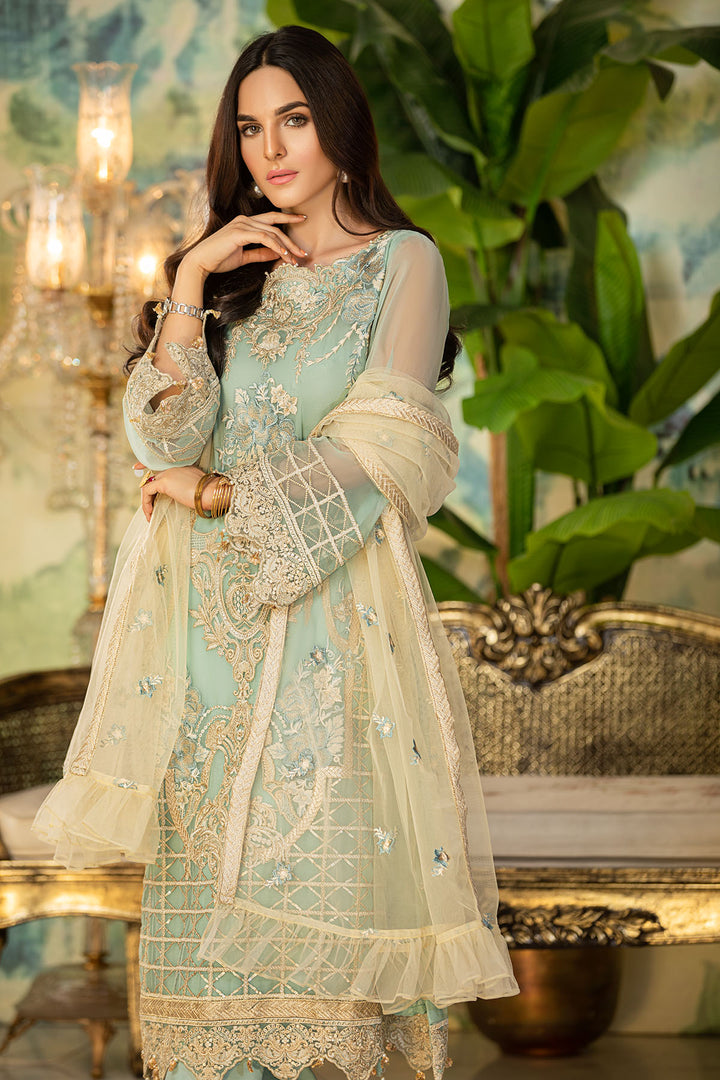 2328-MINT-TULIP EMBROIDERED BEMBERG CHIFFON UNSTITCHED
