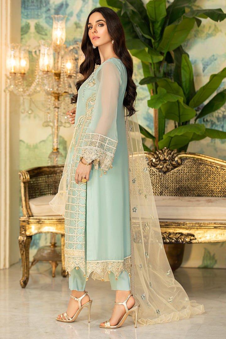 2328-MINT-TULIP EMBROIDERED BEMBERG CHIFFON UNSTITCHED