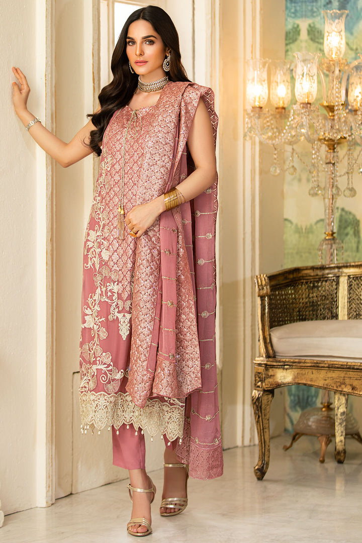 2332-OYSTER-PINK EMBROIDERED BEMBERG CHIFFON UNSTITCHED