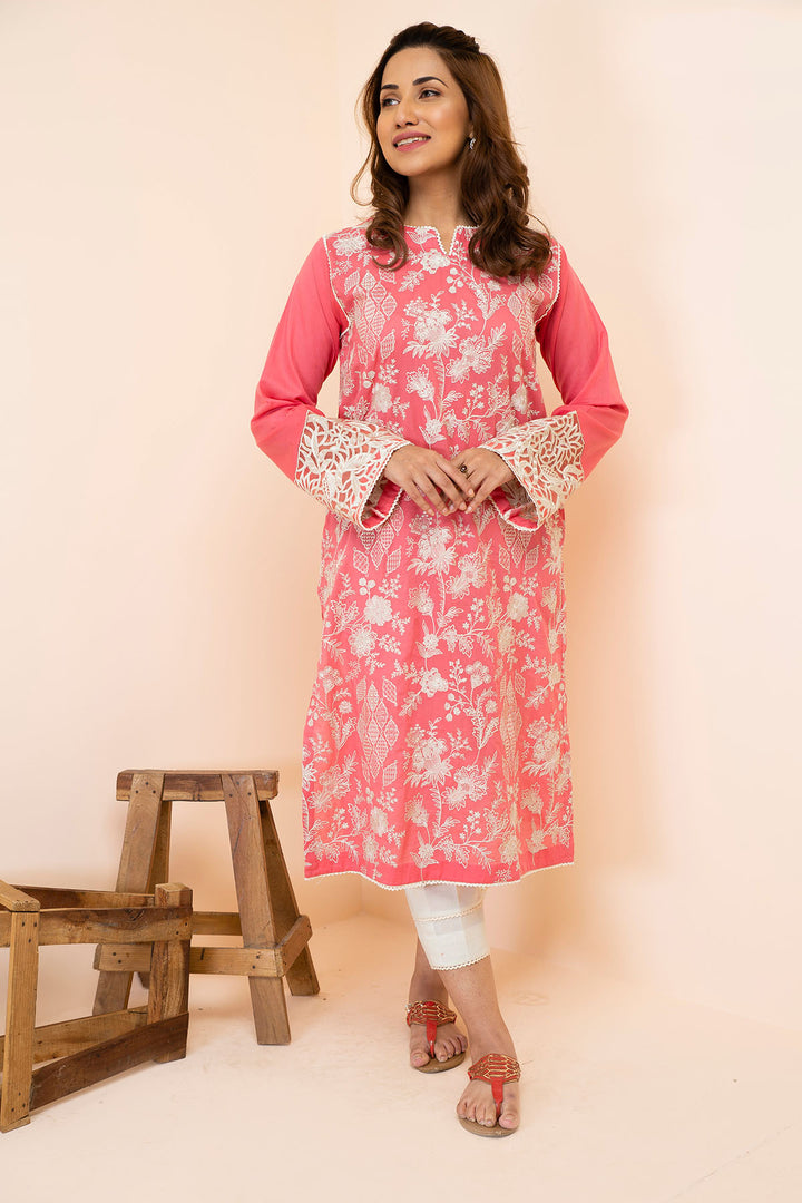 2501-BLOSH-PINK EMBROIDERED LAWN STITCHED
