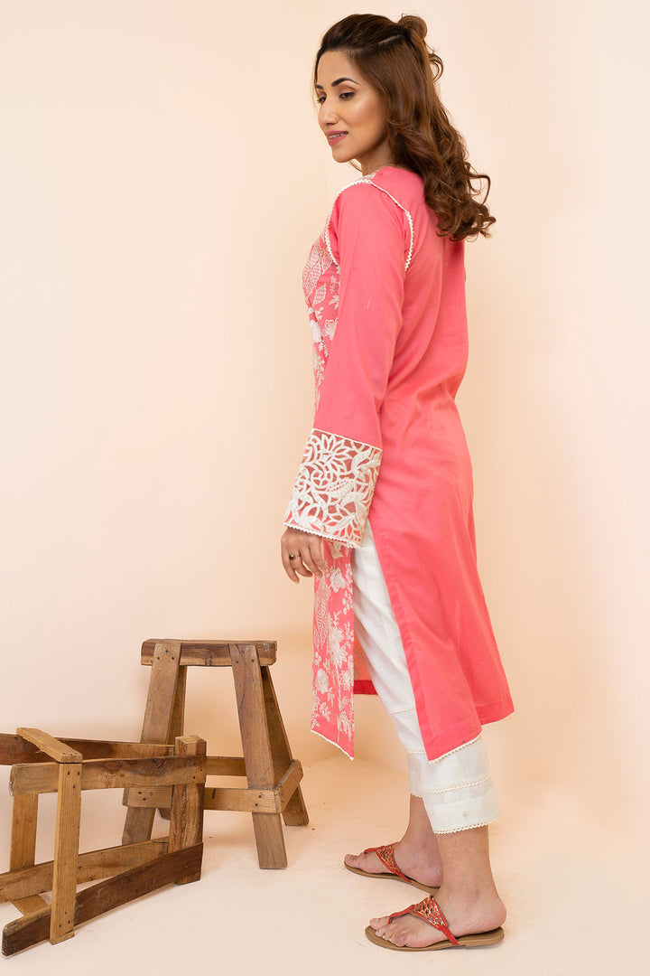2501-BLOSH-PINK EMBROIDERED LAWN STITCHED