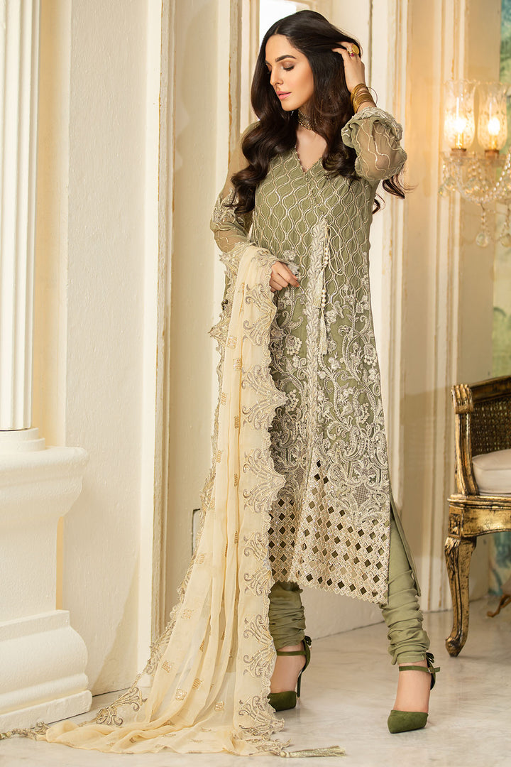 2573-GREEN-SMOKE EMBROIDERED BEMBERG CHIFFON UNSTITCHED