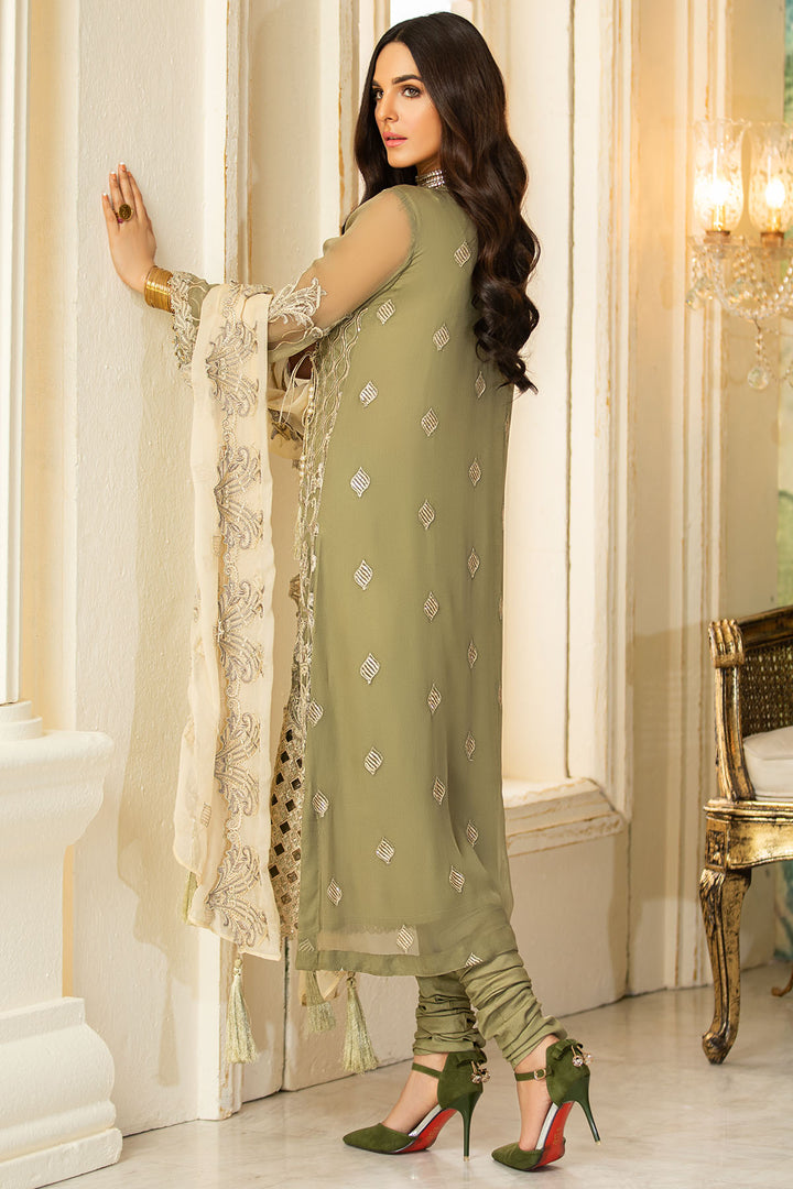 2573-GREEN-SMOKE EMBROIDERED BEMBERG CHIFFON UNSTITCHED