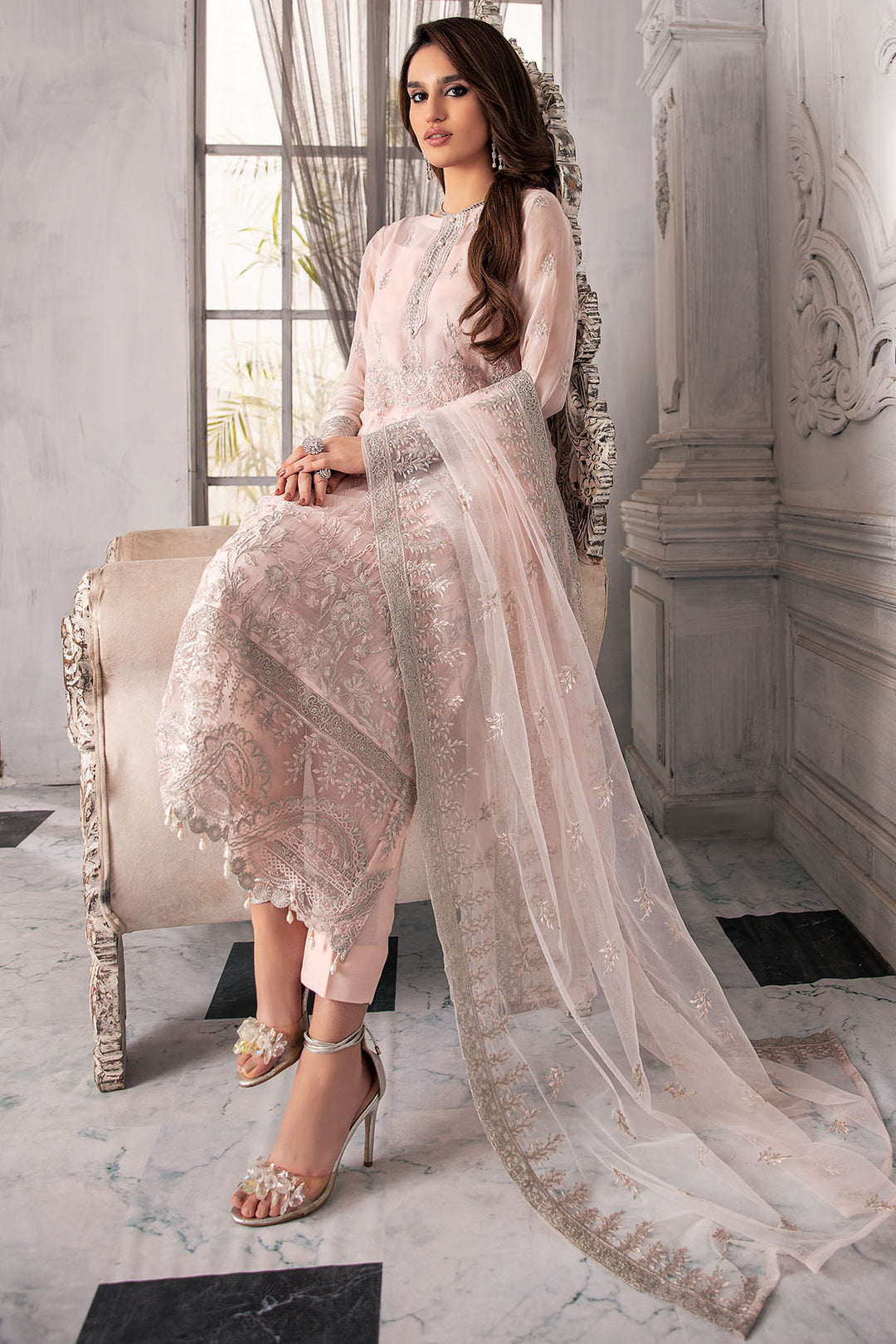 2647-OLD-FLAME EMBROIDERED BEMBERG CHIFFON UNSTITCHED