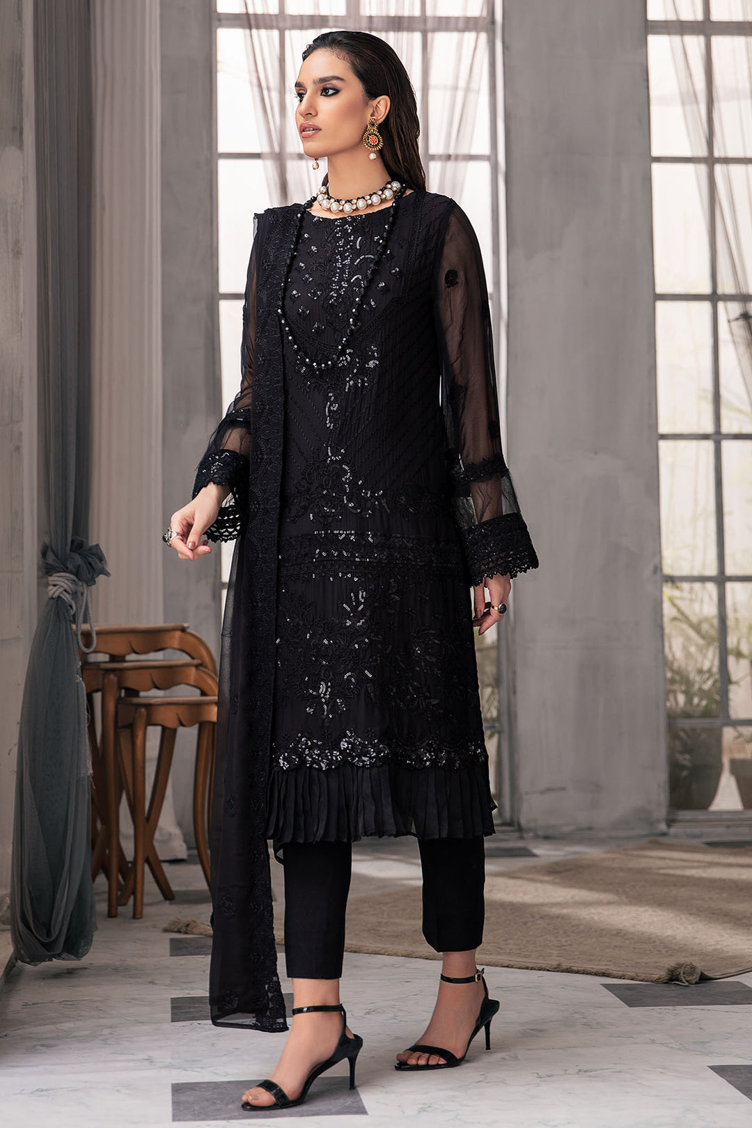 2649-JADE EMBROIDERED BEMBERG CHIFFON UNSTITCHED