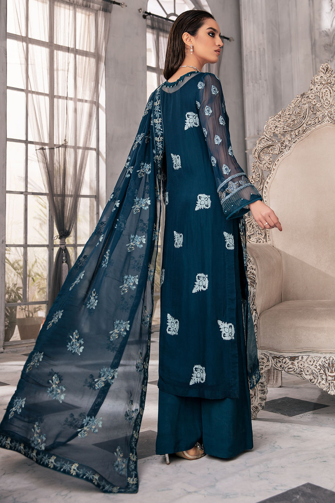 2650-CASABLANCA EMBROIDERED BEMBERG CHIFFON UNSTITCHED