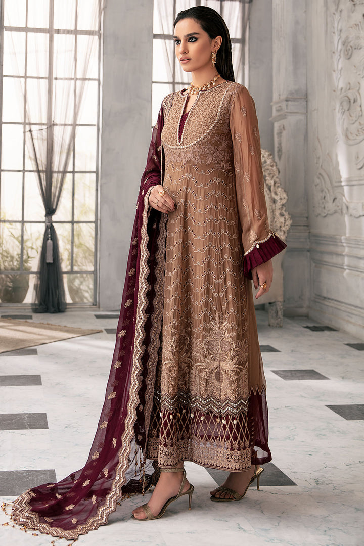 2651-IRISH-COFFEE EMBROIDERED BEMBERG CHIFFON UNSTITCHED