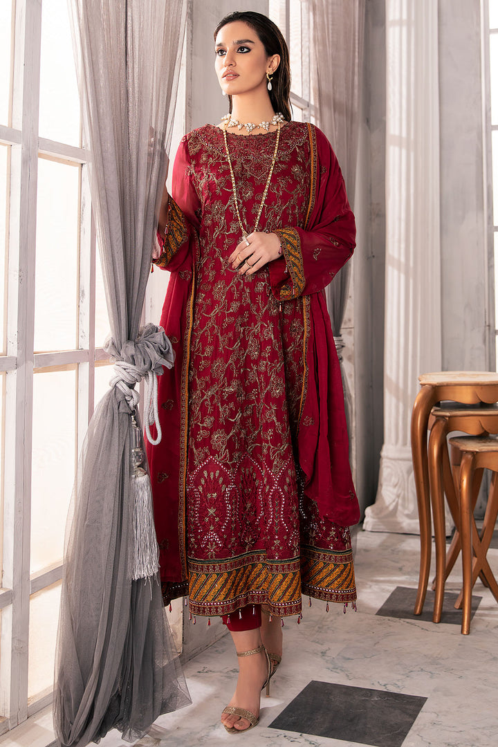 2652-MERLOT EMBROIDERED BEMBERG CHIFFON UNSTITCHED