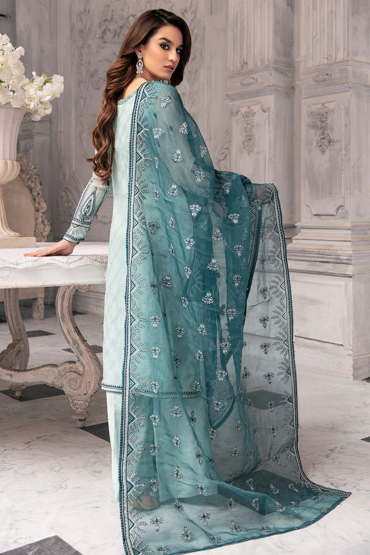 2653-SEA-MIST EMBROIDERED BEMBERG CHIFFON UNSTITCHED