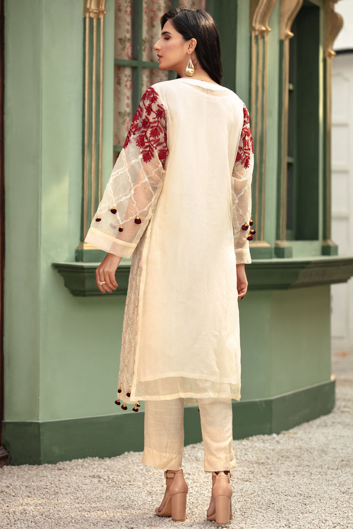 2680-SAND-CLARITY EMBROIDERED ORGANZA STITCHED