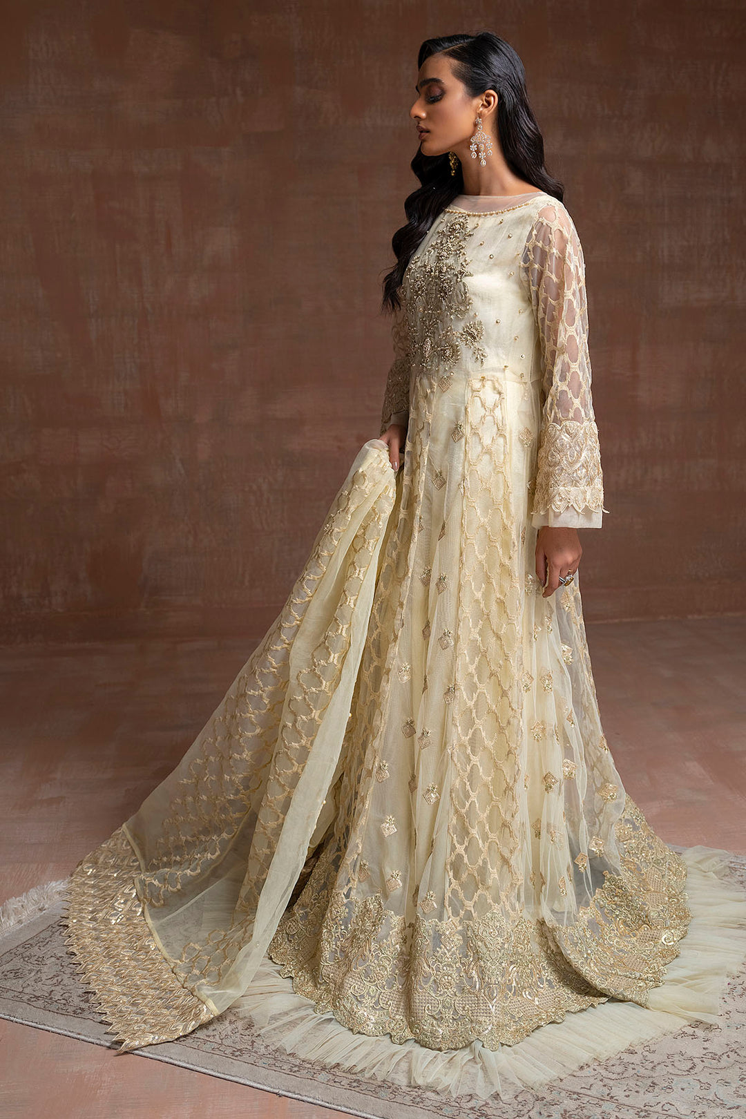 2754-HAZEL EMBROIDERED SILK NET STITCHED