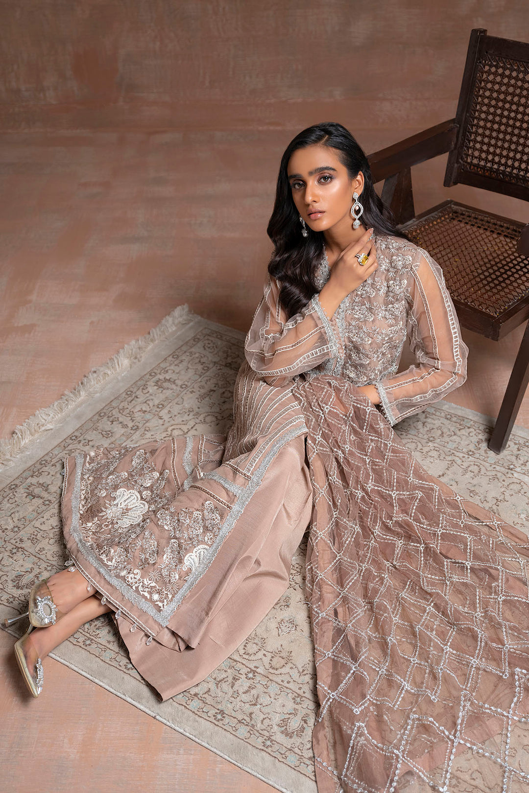 2761-OPAL EMBROIDERED SILK NET STITCHED