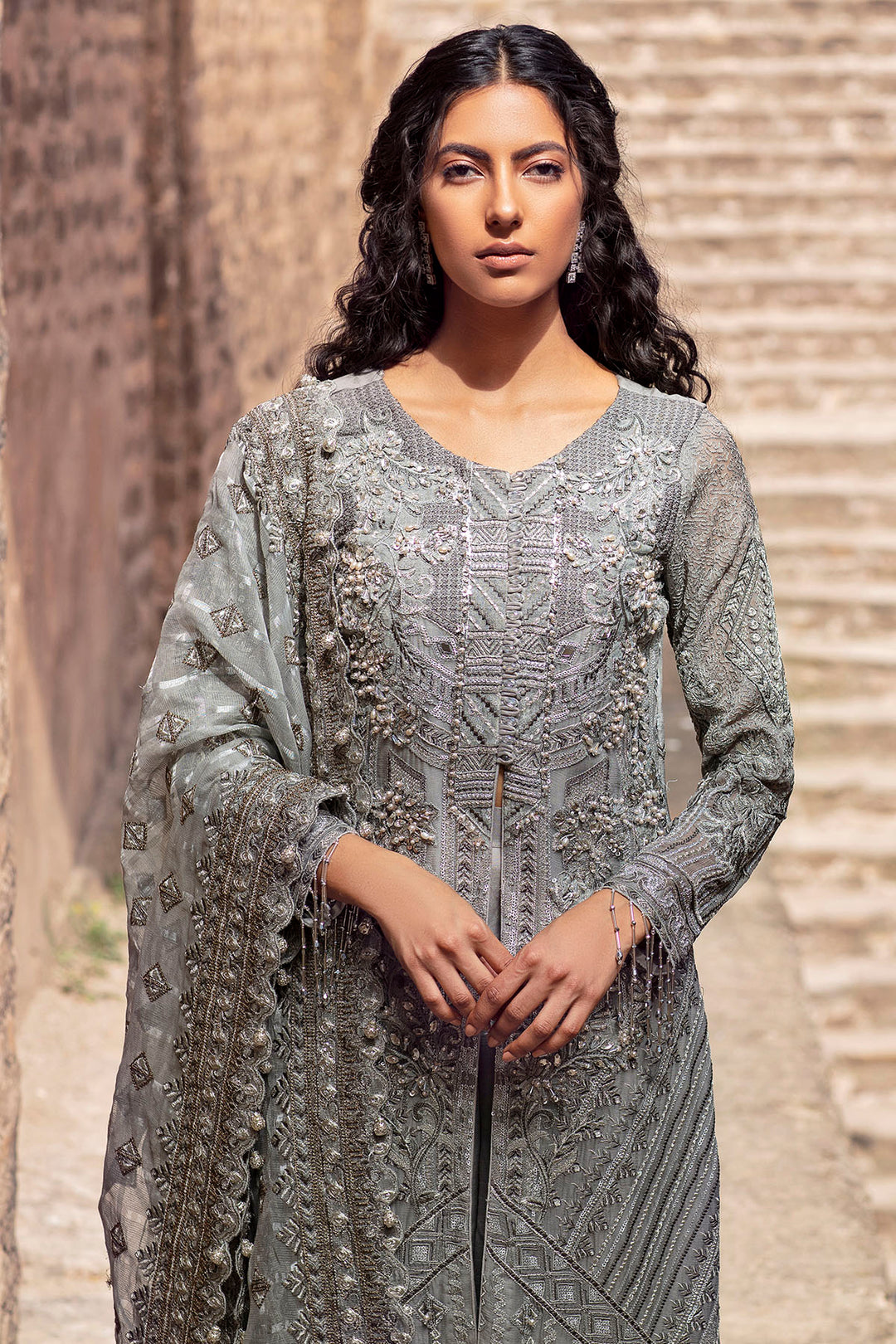 2767-ICE-BERG EMBROIDERED CRINKLE CHIFFON UNSTITCHED