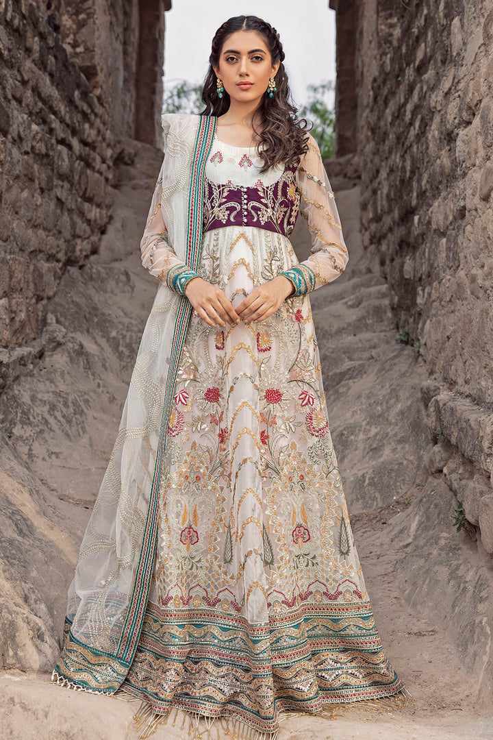 2768-PEARL-LUSTER EMBROIDERED BANARSI NET UNSTITCHED