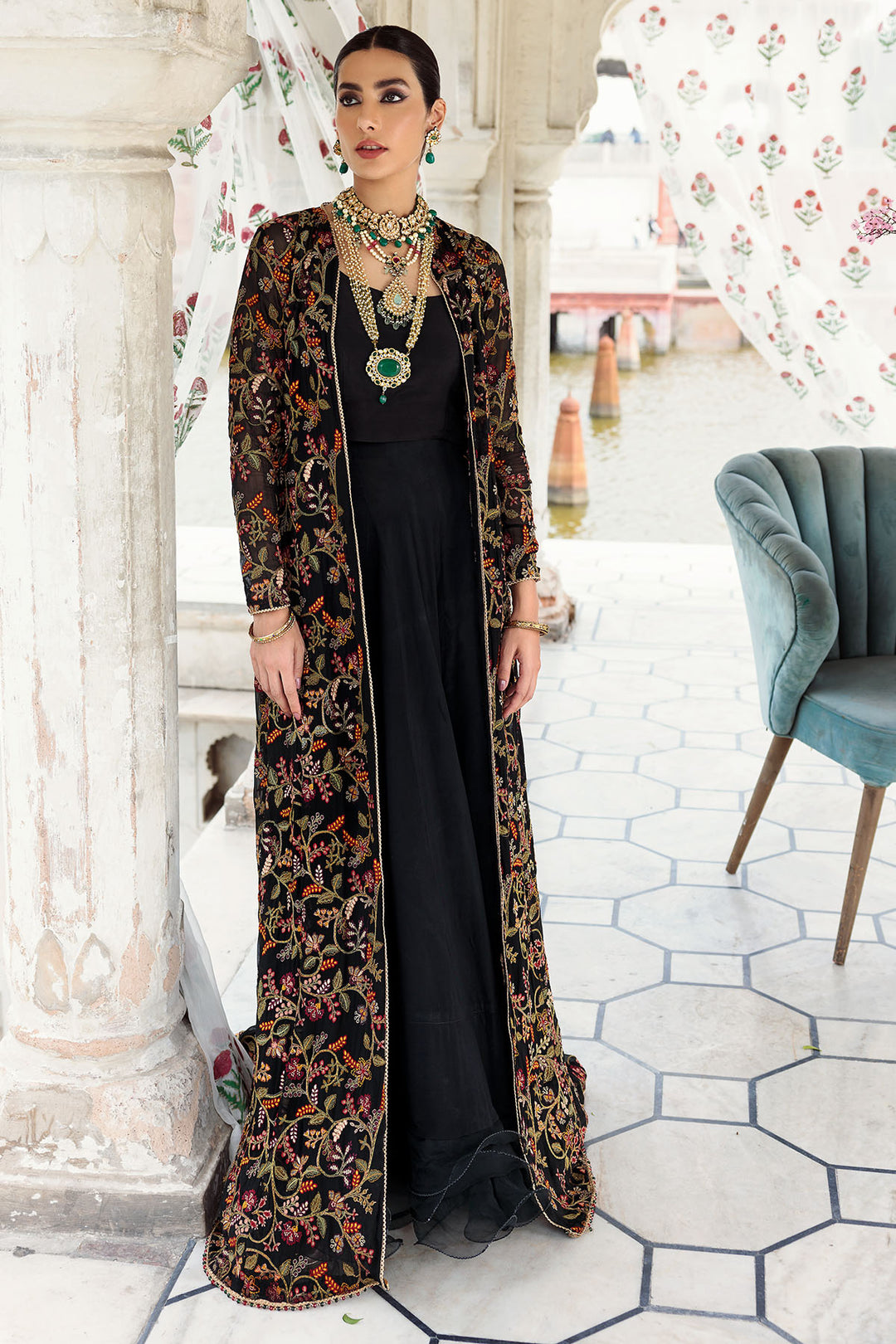 2774-BLACK EMBROIDERED CHIFFON FABRIC