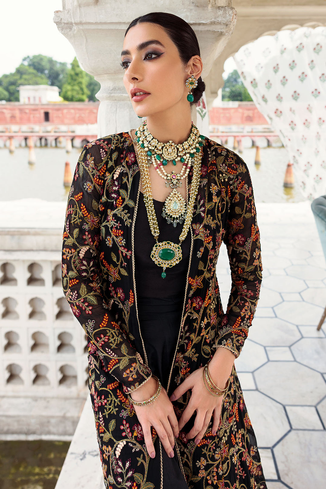 2774-BLACK EMBROIDERED CHIFFON FABRIC