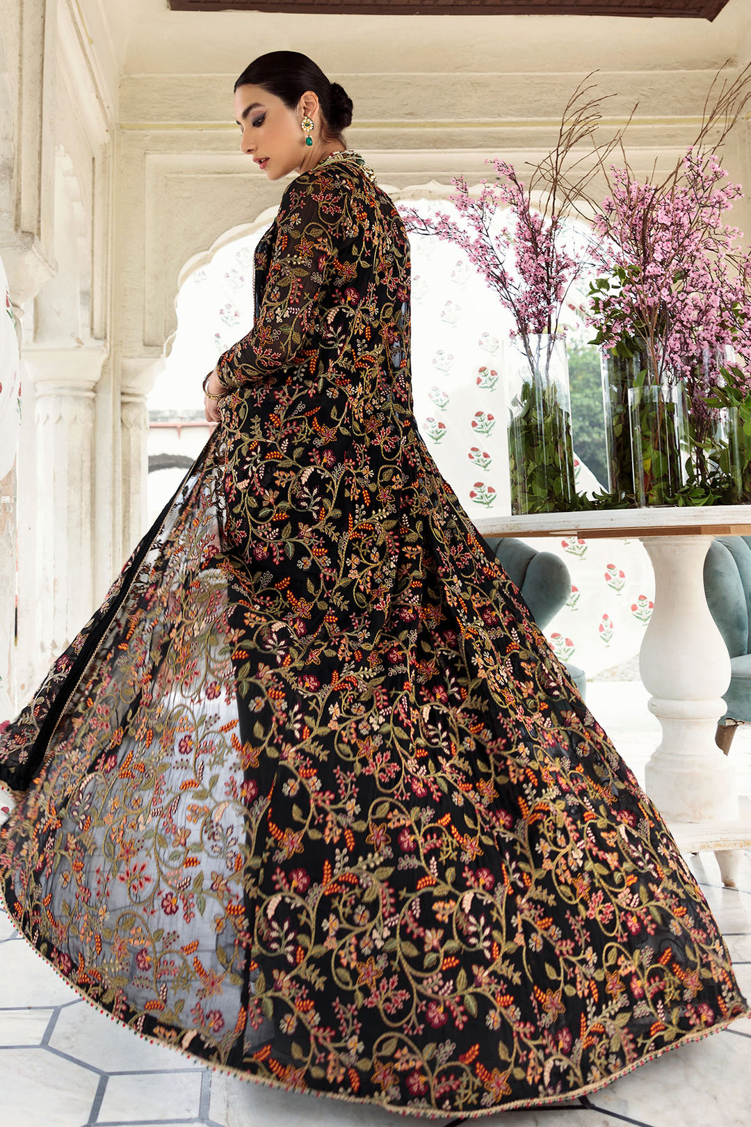 2774-BLACK EMBROIDERED CHIFFON FABRIC