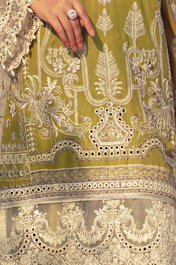 2805-GREEN-OLIVES EMBROIDERED LAWN STITCHED