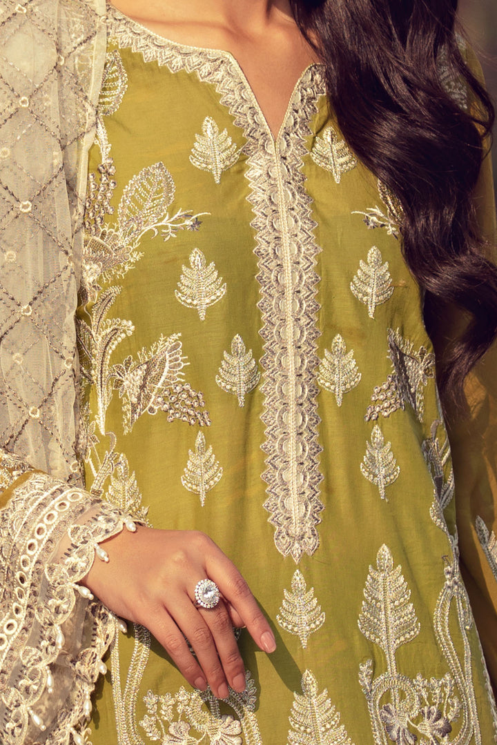 2805-GREEN-OLIVES EMBROIDERED LAWN STITCHED