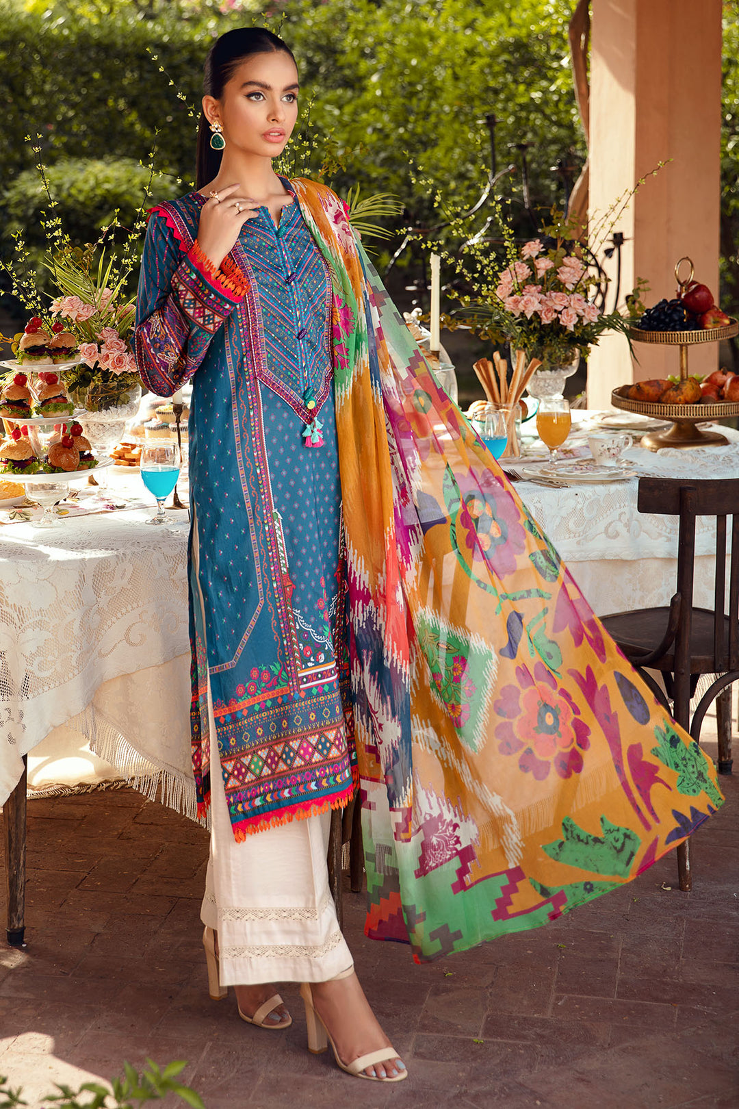 2897-SAFFRON DIGITAL PRINTED LAWN UNSTITCHED