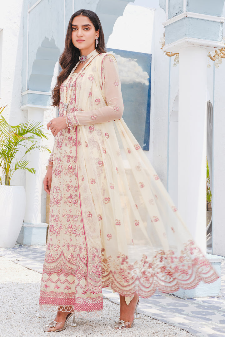 2910-PEARI-FRINGE EMBROIDERED BEMBERG CHIFFON UNSTITCHED