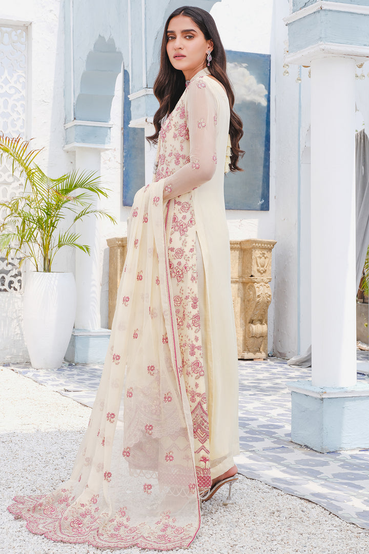 2910-PEARI-FRINGE EMBROIDERED BEMBERG CHIFFON UNSTITCHED