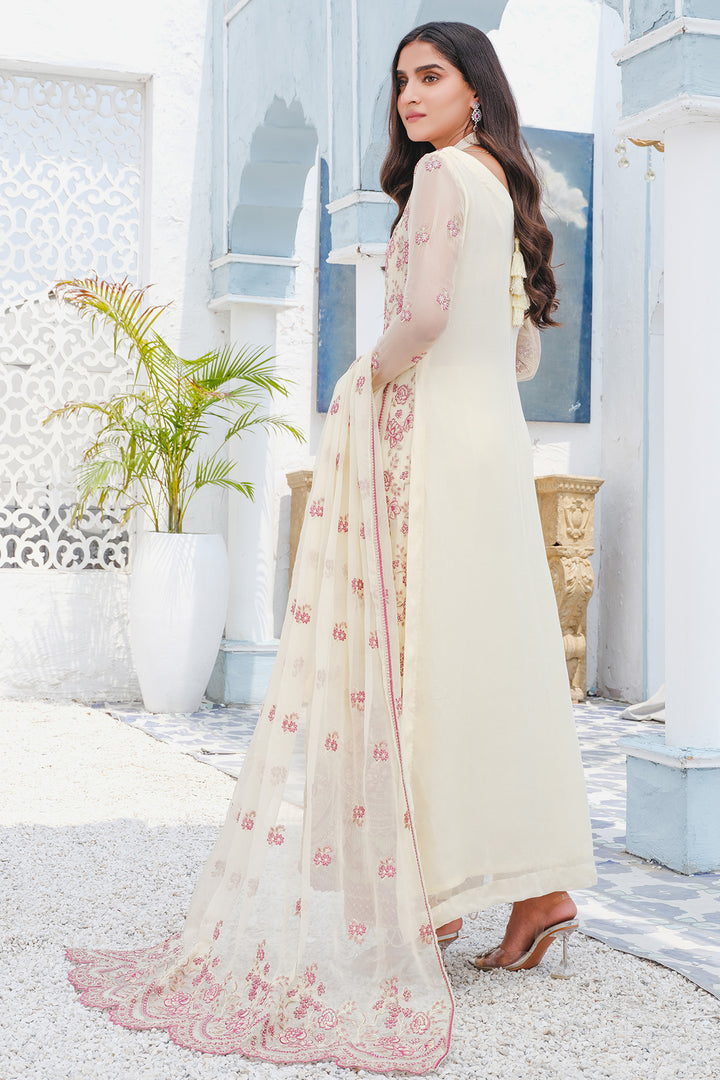 2910-PEARI-FRINGE EMBROIDERED BEMBERG CHIFFON UNSTITCHED