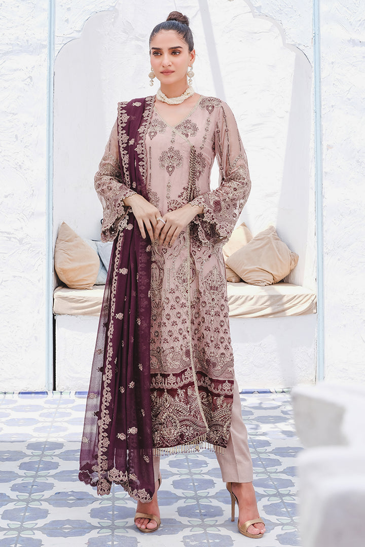 2911-SWEET-SUGARPLUM EMBROIDERED BEMBERG CHIFFON UNSTITCHED