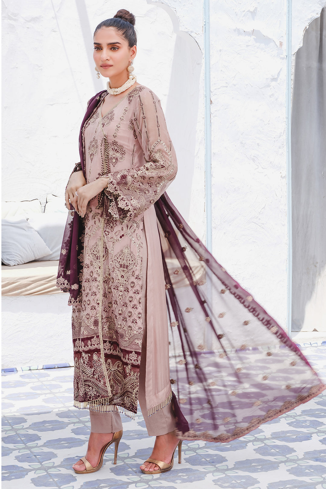 2911-SWEET-SUGARPLUM EMBROIDERED BEMBERG CHIFFON UNSTITCHED