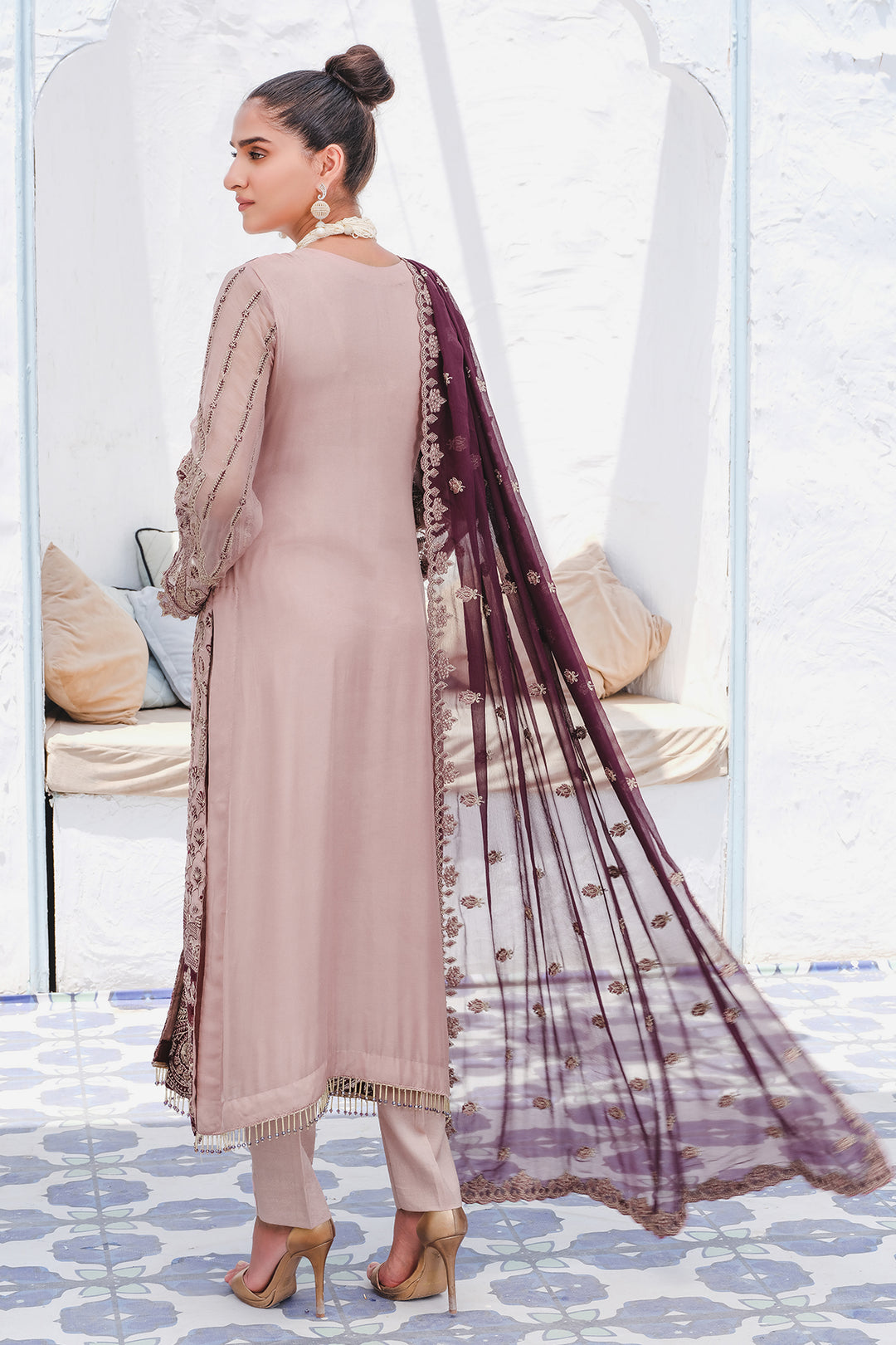 2911-SWEET-SUGARPLUM EMBROIDERED BEMBERG CHIFFON UNSTITCHED