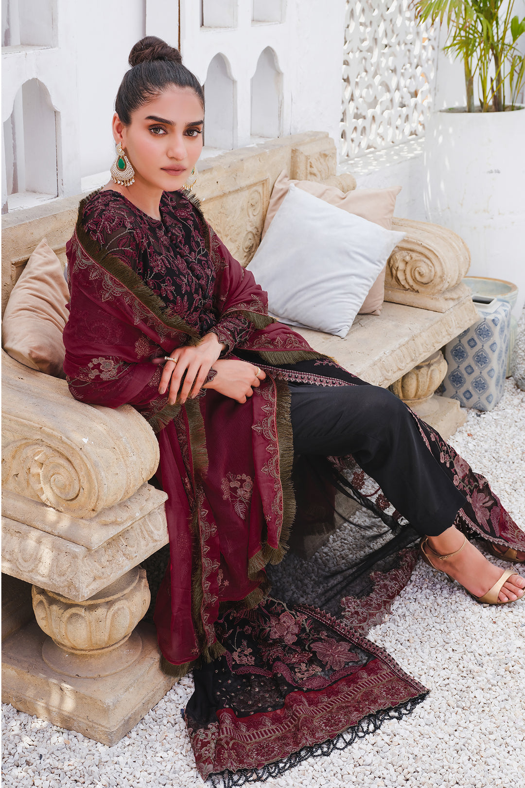 2912-MIDNIGHT-HUES EMBROIDERED BEMBERG CHIFFON UNSTITCHED