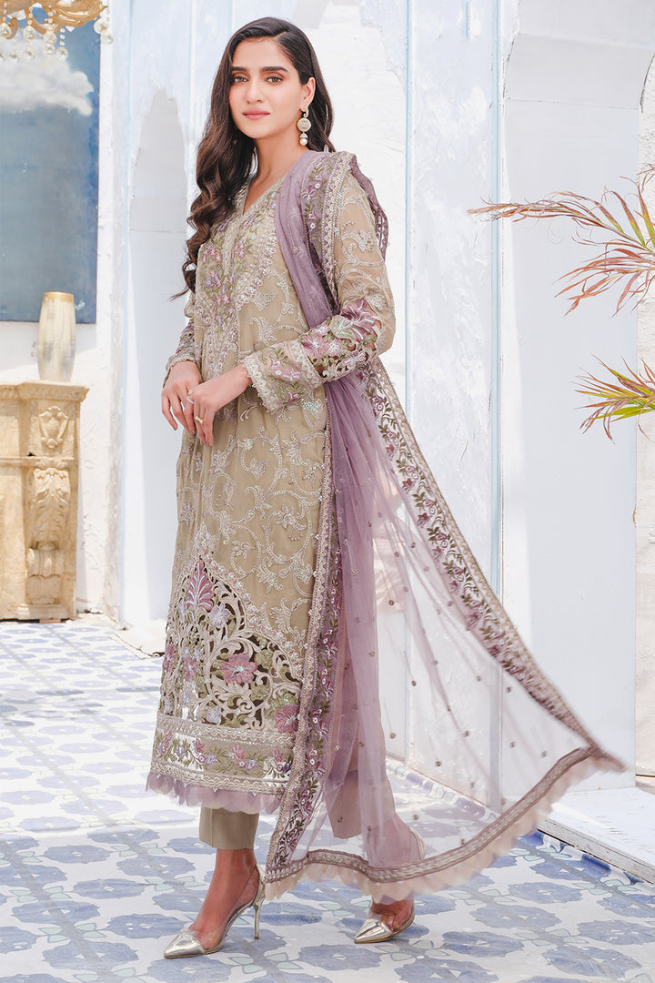 2919-CLARY-SAGE EMBROIDERED BEMBERG CHIFFON UNSTITCHED