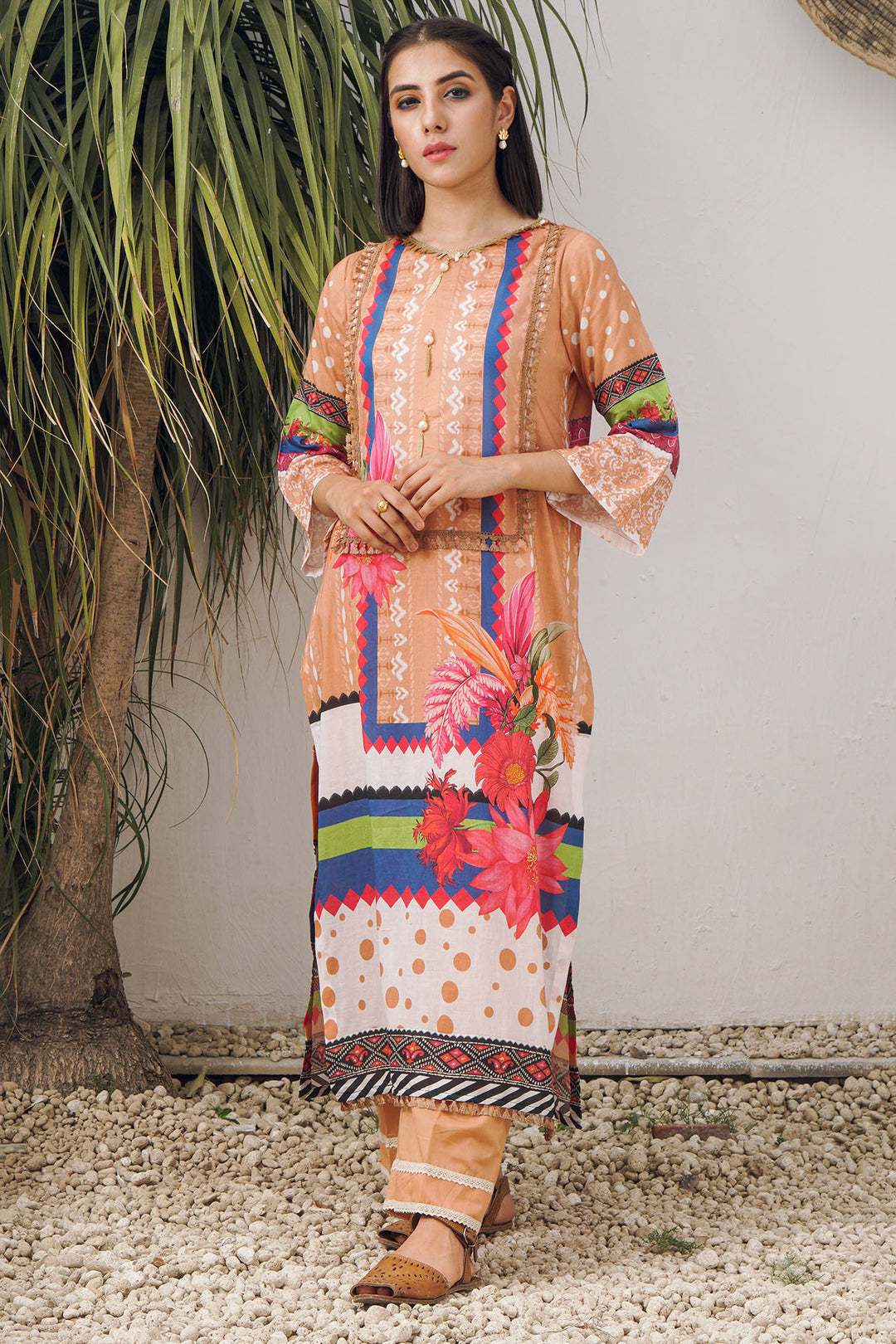 2969-POLKA-DOT DIGITAL PRINTED LAWN UNSTITCHED
