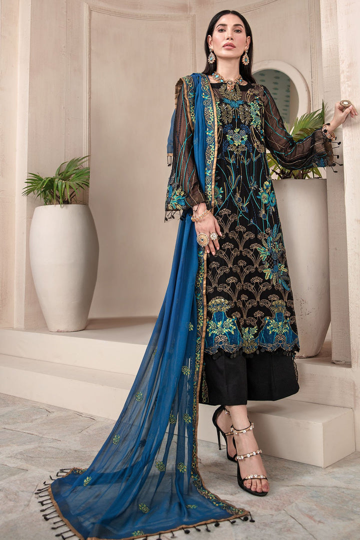 3005-MAIRE EMBROIDERED BEMBERG CHIFFON UNSTITCHED