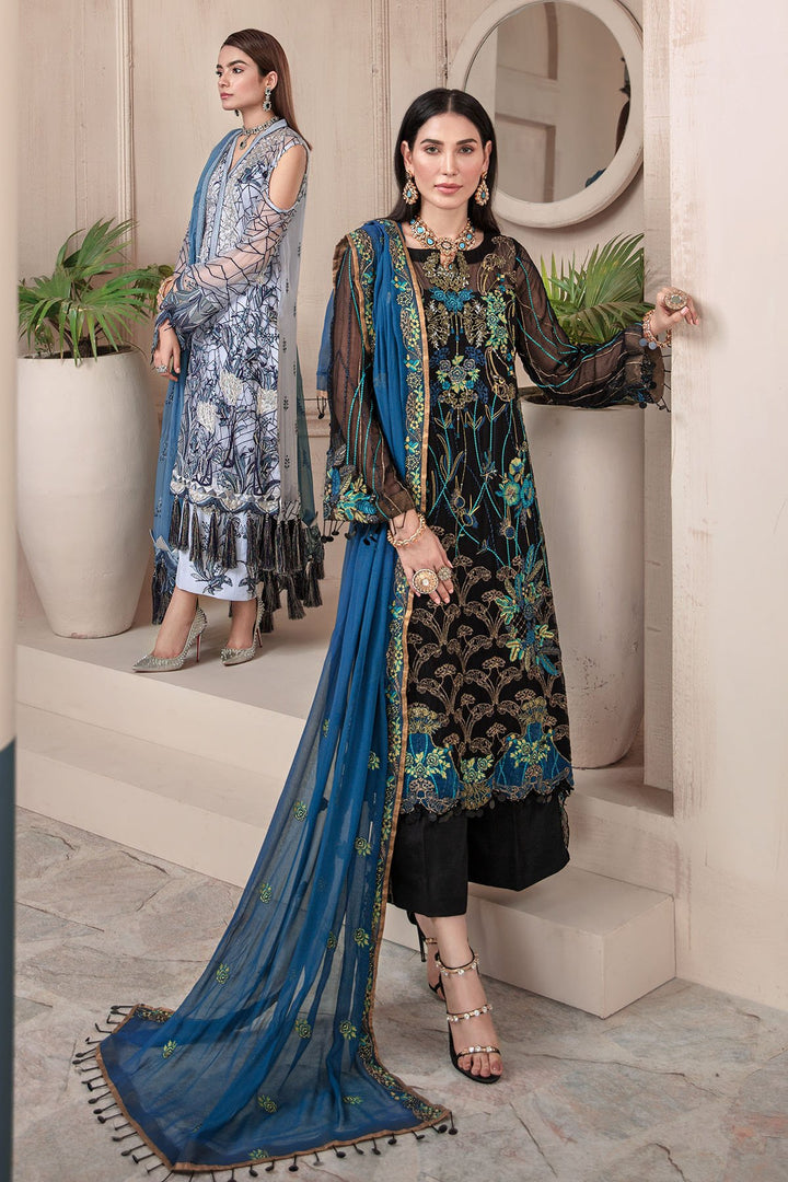 3005-MAIRE EMBROIDERED BEMBERG CHIFFON UNSTITCHED